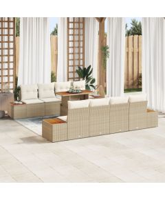 Zestaw kanap ogrodowych vidaXL Zestaw 9 Beżowy Rattan Dārza mēbeļu komplekti