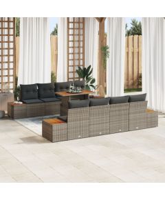 Zestaw sof ogrodowych vidaXL Zestaw 9 Taupe Rattan Dārza mēbeļu komplekti