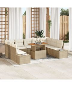 vidaXL Zestaw sof ogrodowych 10-częściowy Beżowy, Jasnobrązowy Dārza mēbeļu komplekti