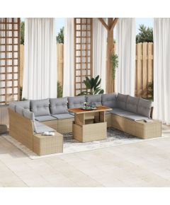 vidaXL Zestaw Sofy Ogrodowej 11 elementów Szary Rattan Dārza mēbeļu komplekti