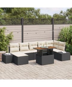 Zestaw sofy ogrodowej vidaXL Zestaw 8 Kremowe poduszki z czarną ramą Dārza mēbeļu komplekti