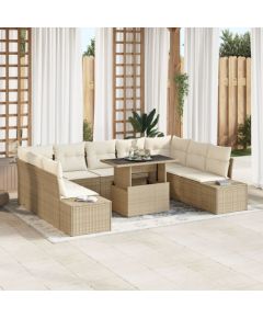 vidaXL Zestaw sof ogrodowych 10 części Beżowy Rattan Dārza mēbeļu komplekti