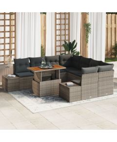 Zestaw sofy ogrodowej vidaXL Zestaw 9 Szary Polirattan Sofa ogrodowa Dārza mēbeļu komplekti