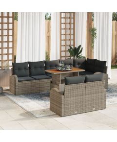 vidaXL Zestaw Sof Ogrodowych 9 Elementów Szary i Brązowy Rattan Dārza mēbeļu komplekti