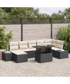 vidaXL Zestaw kanapowy do ogrodu 8 części Kremowy Rattan Prostokątny Dārza mēbeļu komplekti