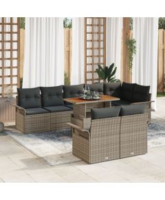 Zestaw sofy ogrodowej vidaXL Zestaw 9-częściowy Szary Polirattan Dārza mēbeļu komplekti