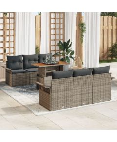 vidaXL Zestaw sofy ogrodowej 7-częściowy Szary Rattan Dārza mēbeļu komplekti