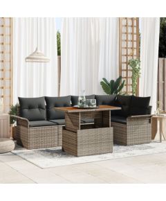 Zestaw sofy ogrodowej vidaXL 6 sztuk Szary Rattan Narożna sofa ogrodowa Dārza mēbeļu komplekti