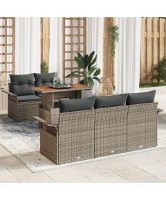 vidaXL Zestaw Sof Ogrodowych Zestaw 6 Szary Polirattan Krzesło Ogrodowe Dārza mēbeļu komplekti