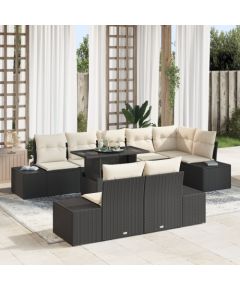 vidaXL Zestaw Sofy Ogrodowej 9-elementowy Czarny i kremowy Dārza mēbeļu komplekti