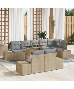 vidaXL Zestaw Sofy Ogrodowej 9-częściowy Jasnoszary Rattan Dārza mēbeļu komplekti