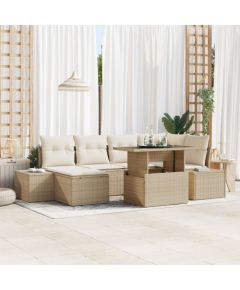 Vidaxl vitaXL Zestaw Sof Ogrodowych Zestaw 7 Beżowo-Biały Rattan i Poliester Dārza mēbeļu komplekti