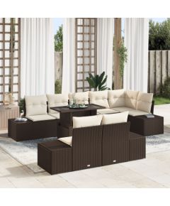 Zestaw sofy ogrodowej vidaXL 9 częściowy Brązowy Rattan Dārza mēbeļu komplekti