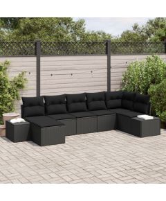vidaXL Zestaw sof ogrodowych Zestaw 7 Czarny Dārza mēbeļu komplekti
