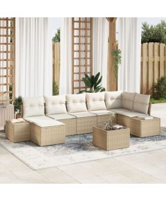 Zestaw Sofa Ogrodowa vidaXL Zestaw 8-częściowy Beżowy i kremowy Dārza mēbeļu komplekti