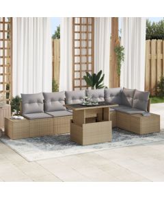 Vidaxl Zestaw sof ogrodowych Zestaw 7 Beżowy i szary Dārza mēbeļu komplekti