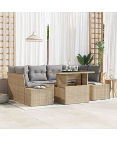 Vidaxl Zestaw Sof Ogrodowych Zestaw 7 Beżowy Rattan Dārza mēbeļu komplekti