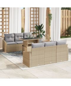 Vidaxl Zestaw sof ogrodowych Zestaw 7 Beżowy i szary Dārza mēbeļu komplekti