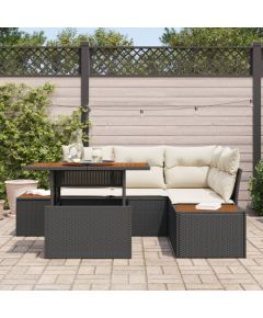 Vidaxl Zestaw Sofy Ogrodowej Zestaw 5 Czarny Rattan Dārza mēbeļu komplekti