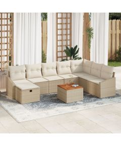 vidaXL Zestaw Sofy Ogrodowej Zestaw 9 Części Beżowa Dārza mēbeļu komplekti