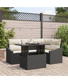 vidaXL Zestaw Sof Ogrodowych 5 Części Czarny Rattan Dārza mēbeļu komplekti