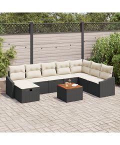 vidaXL Zestaw sofy ogrodowej Zestaw 9 elementów Czarny i kremowy Dārza mēbeļu komplekti