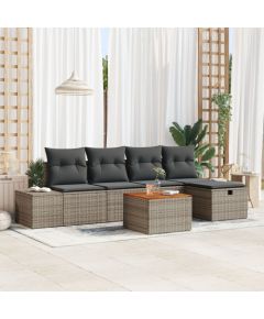 vidaXL Zestaw Sofa Ogrodowa 6-częściowy Szary Rattan Na zewnątrz Dārza mēbeļu komplekti