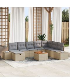 vidaXL Zestaw Sof Ogrodowych Zestaw 9-częściowy Beżowy Polirattan Dārza mēbeļu komplekti