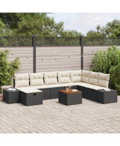 Zestaw sof ogrodowych vidaXL Zestaw 9 Czarny Rattan Dārza mēbeļu komplekti