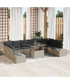 vidaXL Zestaw Sof Ogrodowych Zestaw 11 (Beżowy i Szary) Rattan i Poliester Dārza mēbeļu komplekti