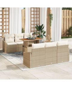 vidaXL Zestaw 5 Naturalny Beż Syntetyczny rattan, poliester Dārza mēbeļu komplekti