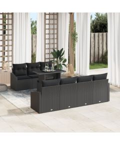 vidaXL Zestaw sofa ogrodowa 8-częściowy Węgiel drzewny Rattan, Poliester Dārza mēbeļu komplekti
