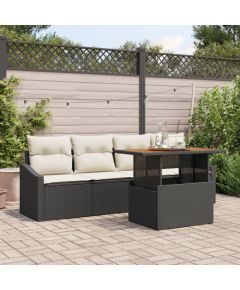 vidaXL Zestaw sof ogrodowych 5-częściowy Czarny i kremowy Dārza mēbeļu komplekti