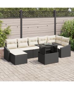vidaXL Zestaw Sofy Ogrodowej Zestaw 8 części Beżowy, Czarny Dārza mēbeļu komplekti