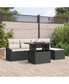 vidaXL Zestaw sof ogrodowych 6-częściowy Czarny Rattan Dārza mēbeļu komplekti