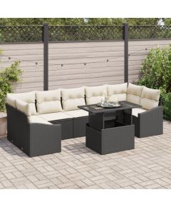 Zestaw kanapowy vidaXL Zestaw 8 Czarny Rattan, Poliester Dārza mēbeļu komplekti