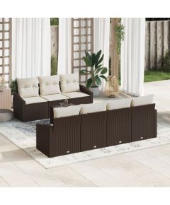 vidaXL Zestaw Sofy Ogrodowej 8-Częściowy Kremowy i Brązowy Dārza mēbeļu komplekti