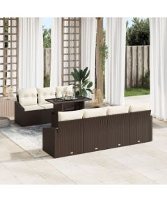 vidaXL Zestaw kanap ogrodowych 8-częściowy Brązowy Rattan Dārza mēbeļu komplekti