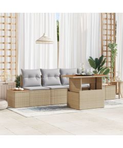 Zestaw Sof W Ogrodzie vidaXL 5-Częściowy Beżowy Rattan Dārza mēbeļu komplekti