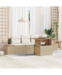 Zestaw sofy ogrodowej vidaXL 5-częściowy Beżowy Dārza mēbeļu komplekti