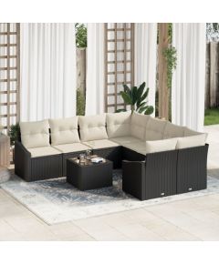 vidaXL Zestaw Sof Ogrodowych 9 Części Kremowy i Czarny Dārza mēbeļu komplekti