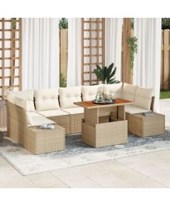 Zestaw Sofy Ogrodowej vidaXL 8-częściowy Beżowo-kremowy Rattan Dārza mēbeļu komplekti