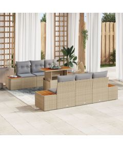 Zestaw sofy ogrodowej vidaXL 7 elementów Beżowy, Szary, Brązowy Dārza mēbeļu komplekti