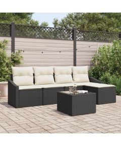 Zestaw sofy ogrodowej vidaXL Zestaw 6-częściowy Czarny Rattan Dārza mēbeļu komplekti