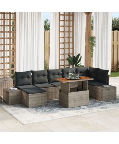 Zestaw sof ogrodowych vidaXL 8 części Szary Rattan Dārza mēbeļu komplekti