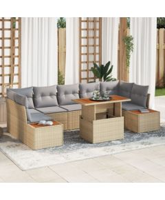 Zestaw sof ogrodowych vidaXL 8-częściowy beżowy rattan Dārza mēbeļu komplekti