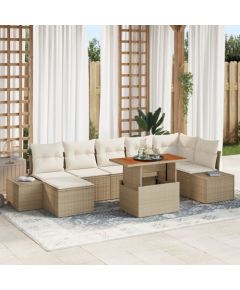 Zestaw Sofy Ogrodowej vidaXL Zestaw 8 Beżowy Rattan, Metal, Tkanina Dārza mēbeļu komplekti