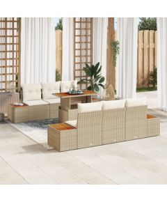 Zestaw sof ogrodowych vidaXL 7-częściowy Beżowy Rattan Dārza mēbeļu komplekti