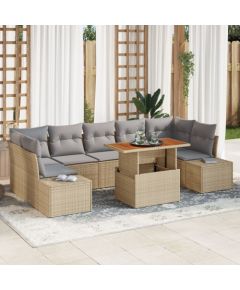 Zestaw Sofy Ogrodowej vidaXL Zestaw 8 elementów Naturalny beż, szary Dārza mēbeļu komplekti