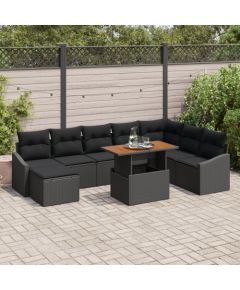 vidaXL Zestaw Sofy Ogrodowej Zestaw 9 Szary Polirattan Sofa Kątowa Dārza mēbeļu komplekti